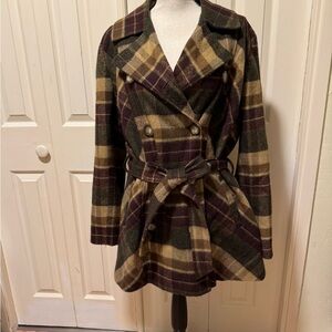 Plaid Double-Breasted Women's Coat